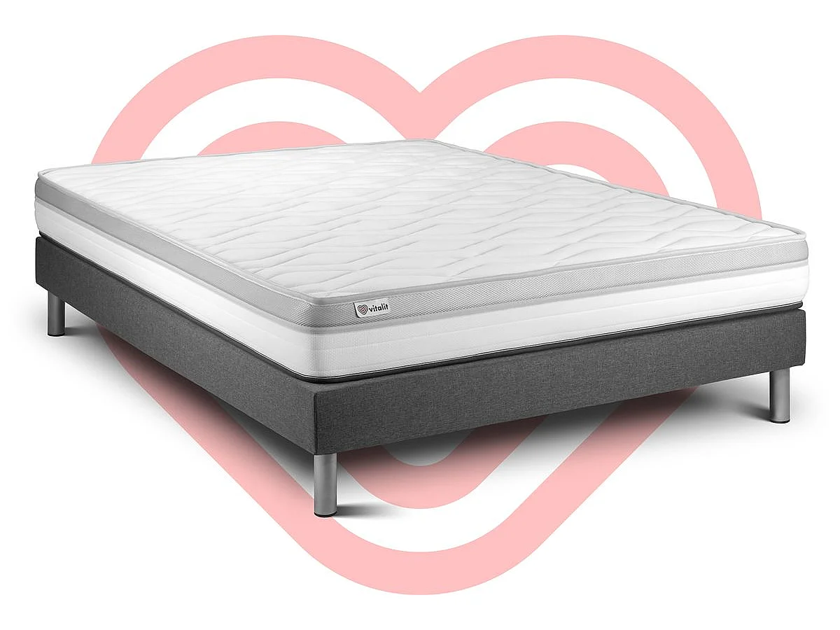 Ensemble VITAL RELAX 140 x 190 cm sommier Kit gris.