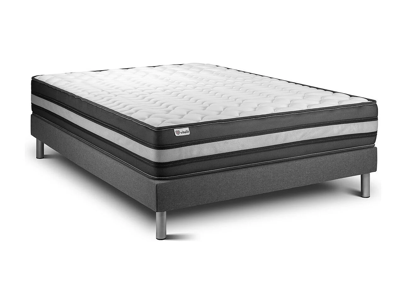 Ensemble VITALPOWER ZEN 140 x 200 cm sommier Kit gri
