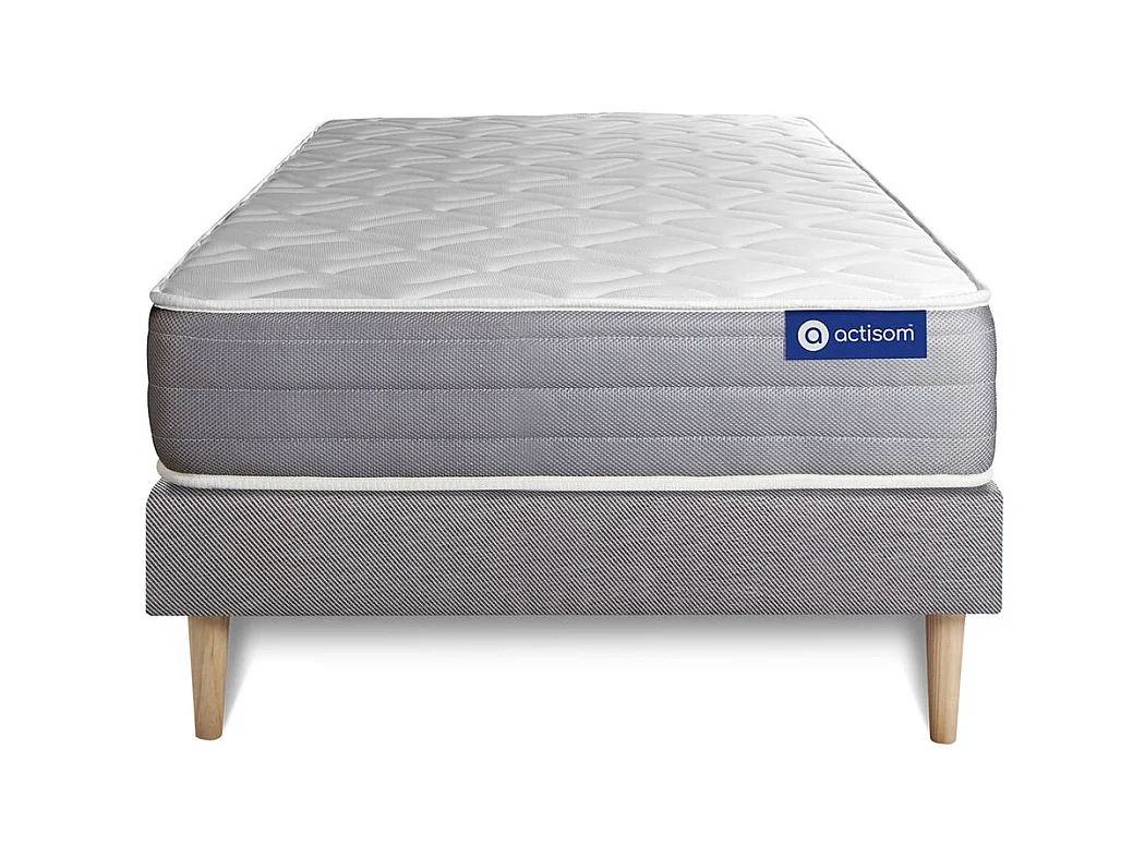 Ensemble matelas ACTIMEMO DREAM mémoire de forme 90x200 cm 5zones de confort + sommier KIT gris