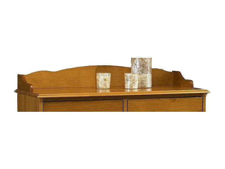 Commode 4 Tiroirs Pin Miel Style Anglais avec Crédence L 96 H 91.6 P 42 cm