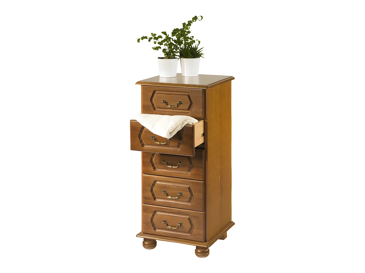 Chiffonnier Chêne Rustique 5 tiroirs L 44.2 H 93.7 P 41 cm
