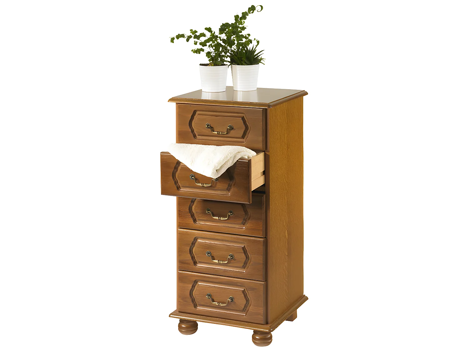 Chiffonnier Chêne Rustique 5 tiroirs L 44.2 H 93.7 P 41 cm