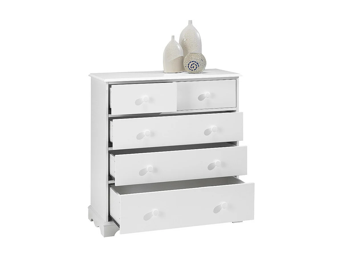 Commode Blanche 5 Tiroirs Style Anglais L 96.2 H 97.4 P 42.5 cm