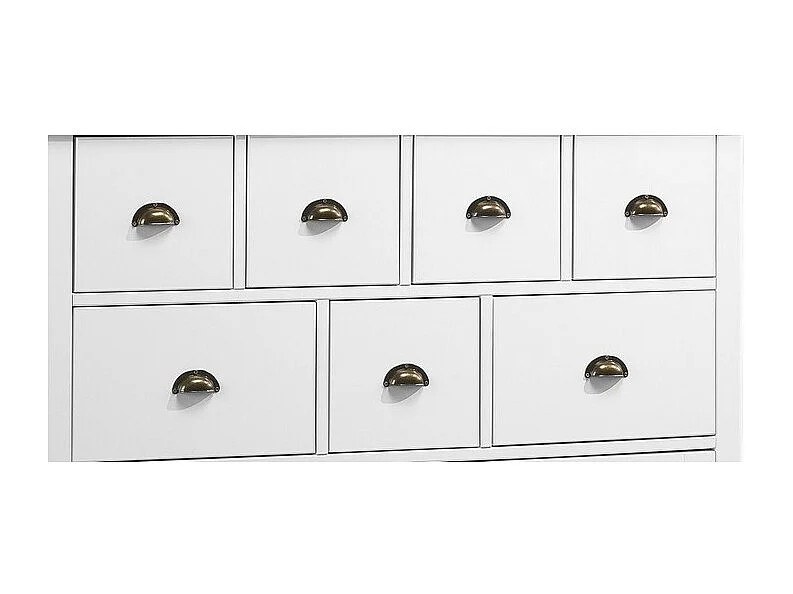 Buffet Commode Blanc 2 Portes 7 Tiroirs Style Anglais L 117 H 97 P 38 cm