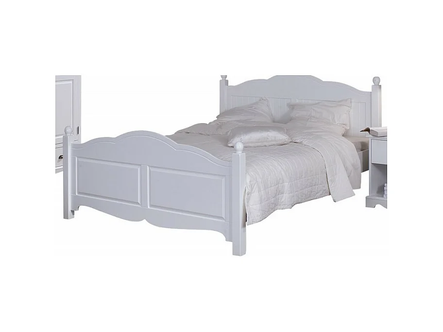 Lit Blanc 2 places Pour Couchage 140 x 190 Style Anglais L 149 H 100 P 198 cm