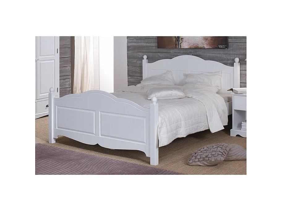 Lit Blanc 2 places Pour Couchage 140 x 190 Style Anglais L 149 H 100 P 198 cm