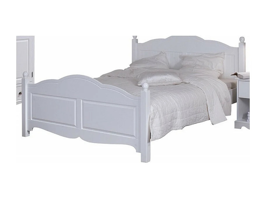 Lit Blanc 2 places Pour Couchage 140 x 190 Style Anglais L 149 H 100 P 198 cm