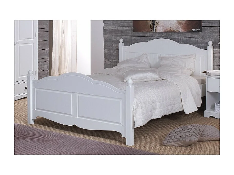 Lit Blanc 2 places Pour Couchage 140 x 190 Style Anglais L 149 H 100 P 198 cm