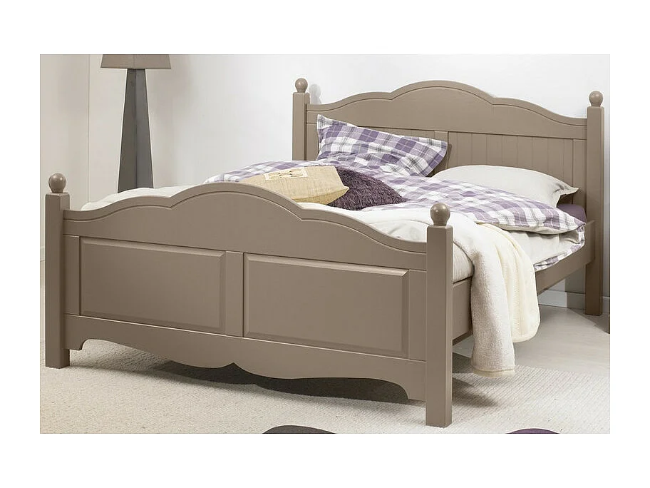 Lit Taupe Charme 2 Places pour Couchage 140 x 190 cm