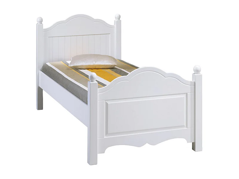 Lit Blanc 1 Place pour couchage 90 x 190 cm L 99 H 100 P 198 cm