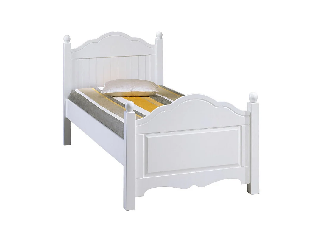 Lit Blanc 1 Place pour couchage 90 x 190 cm L 99 H 100 P 198 cm