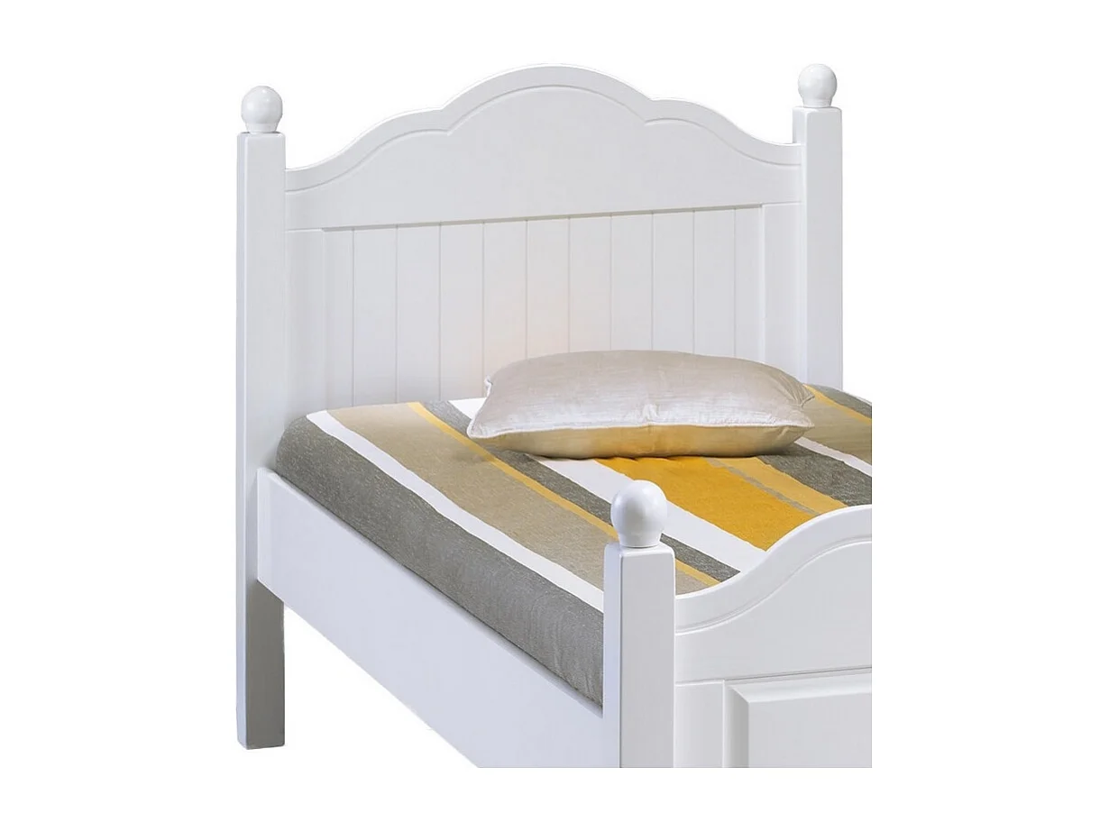 Lit Blanc 1 Place pour couchage 90 x 190 cm L 99 H 100 P 198 cm