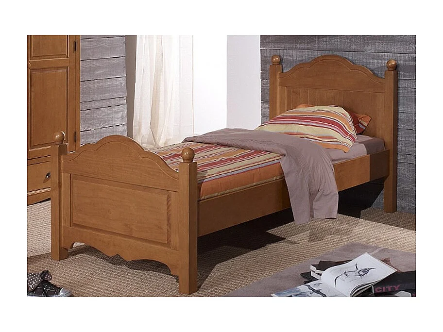 Lit 1 Place 90 x 190 Pin Miel Style Anglais