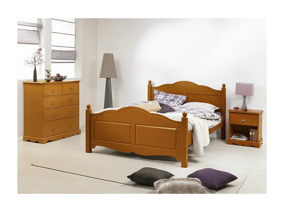 Lit Pin Massif Miel 2 Places 160 x 200