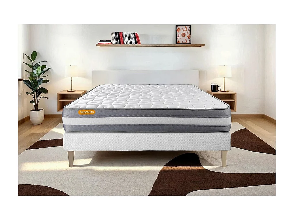 Matelas + sommier kit blanc 90x200 Memo Plus Mémoire de forme