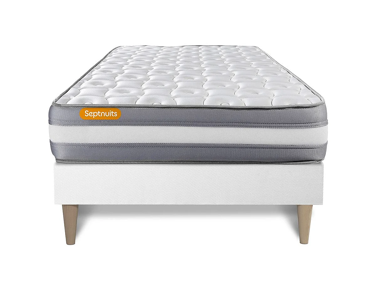 Matelas + sommier kit blanc 90x200 Memo Plus Mémoire de forme