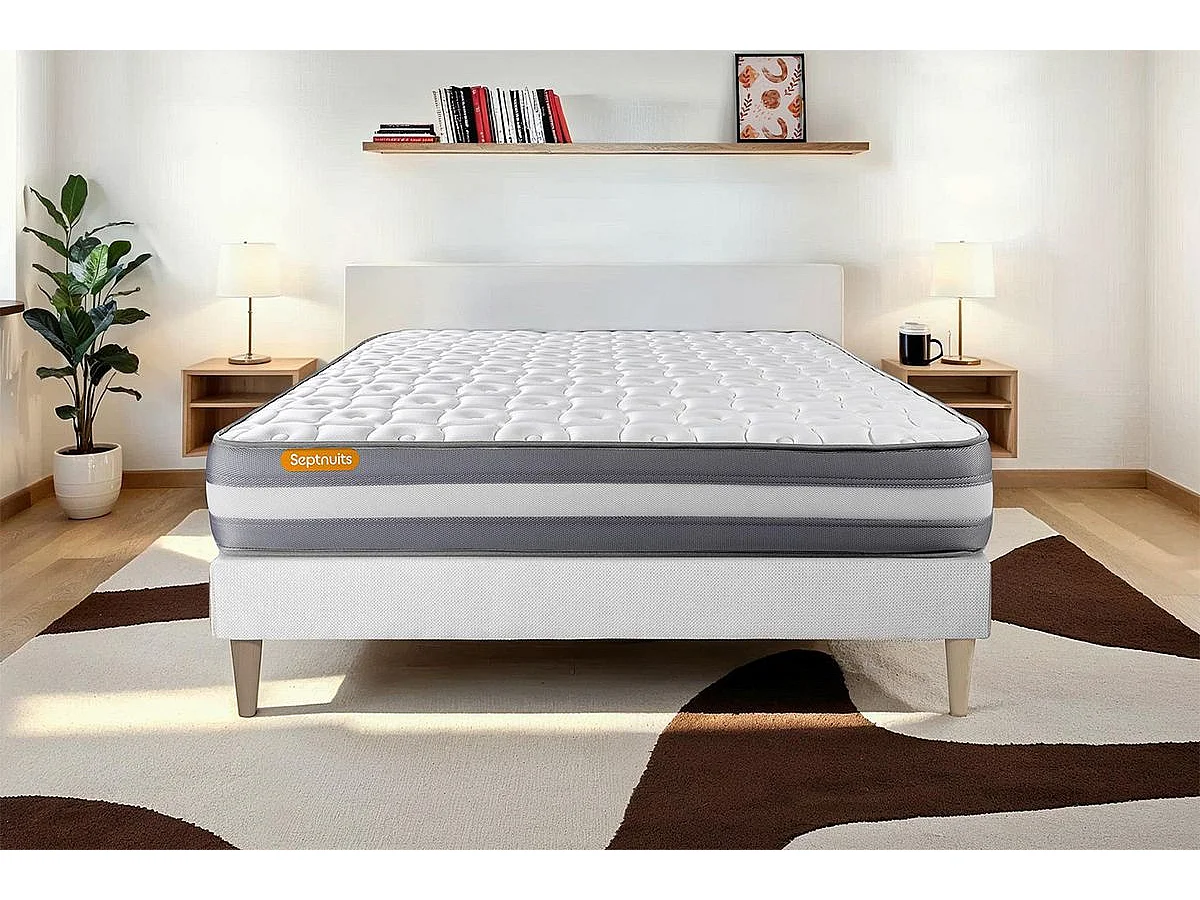 Matelas + sommier kit blanc 90x200 Memo Plus Mémoire de forme