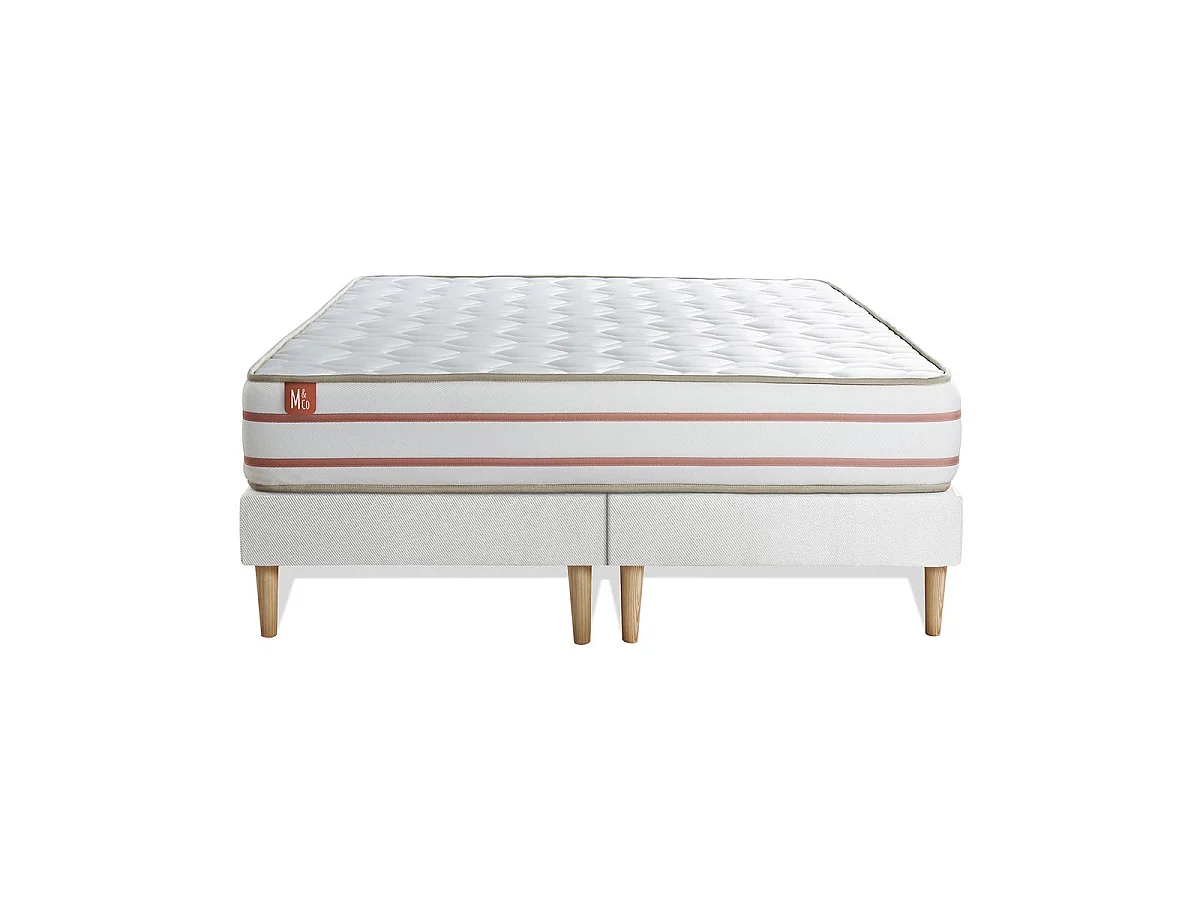 Pack prêt à dormir matelas LE DOUX 180x200cm Mémoire de forme - Ep. 24cm + double sommiers Blanc + 2 oreillers +couette
