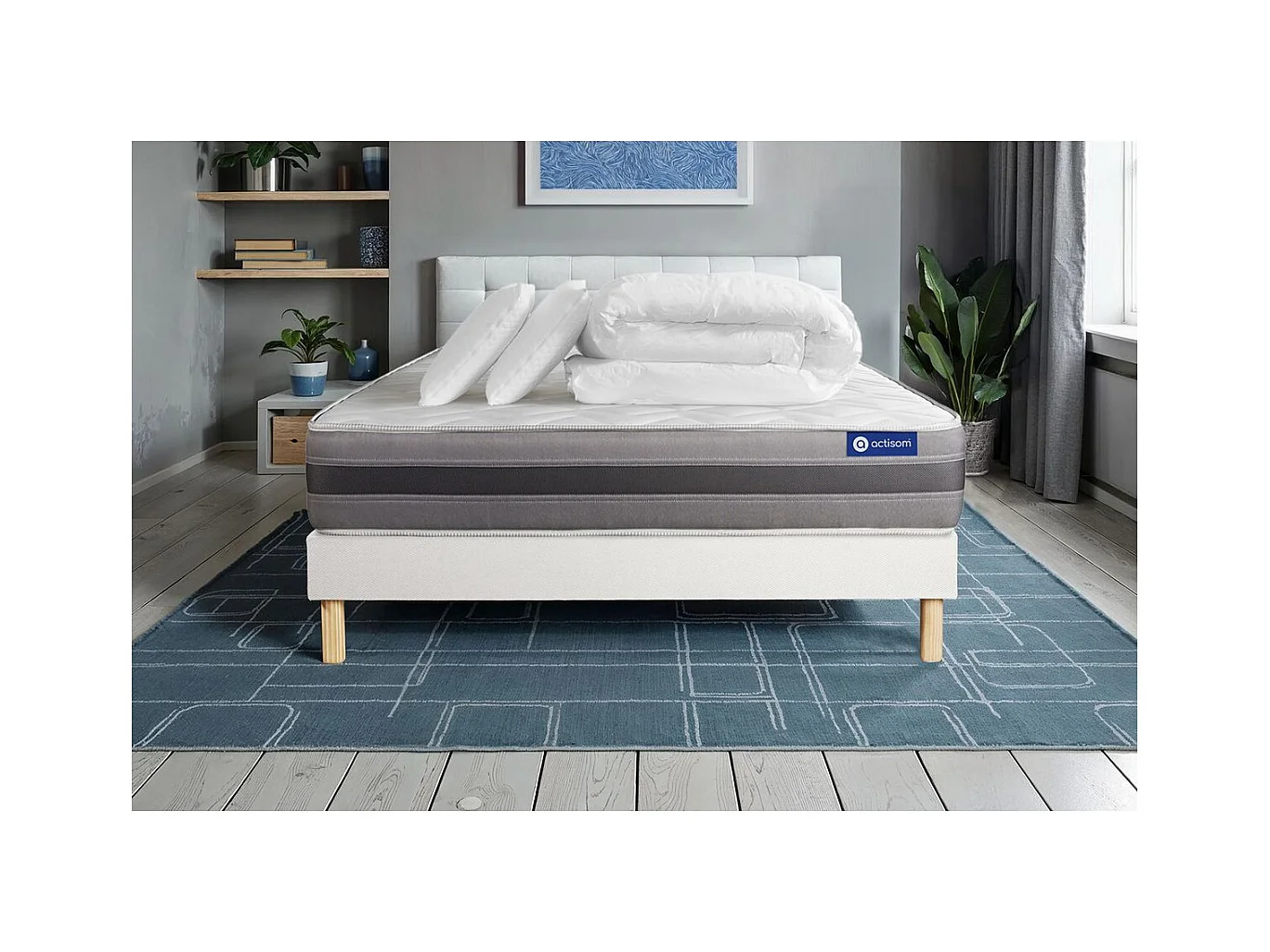 Compleet bedpakket - Matras 180x200 cm + Lattenbodem (set) + 2 kussens + Dekbed - Actimemo Relax