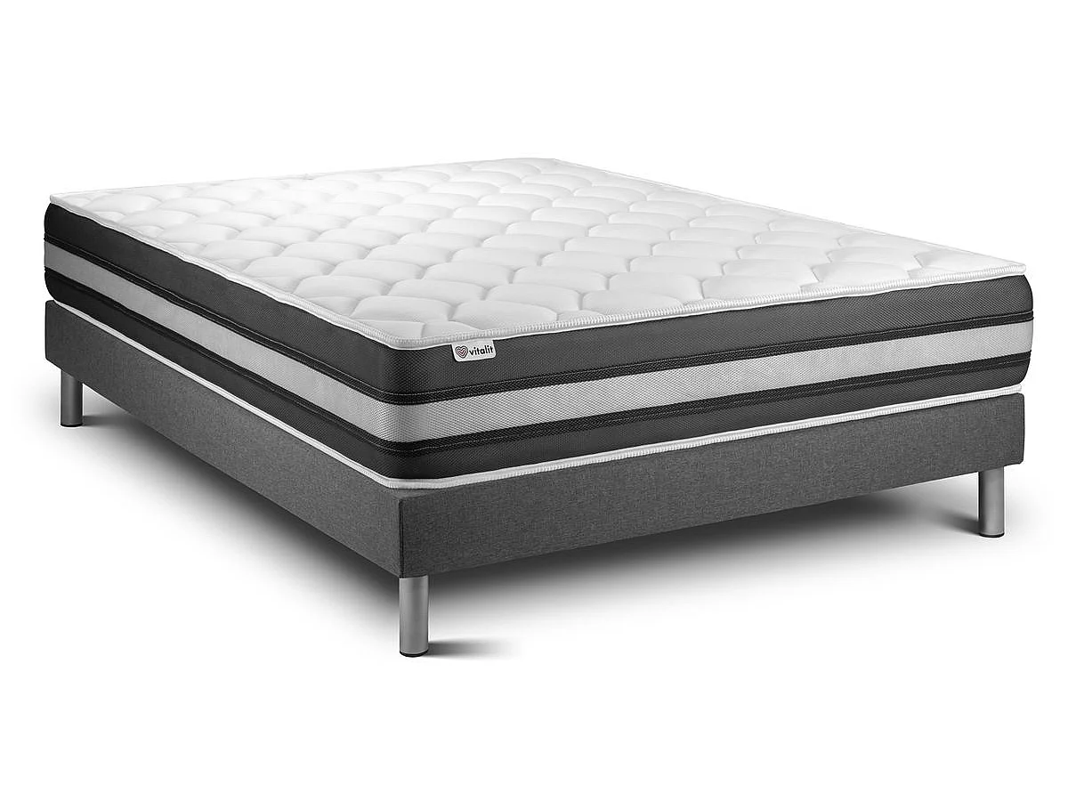 Matratzenset VITAL SPRING ZEN 140 x 200 cm Bettrahmen Kit grau