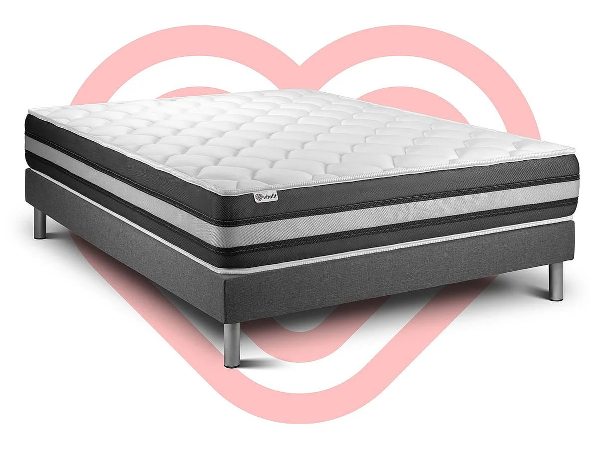 Matratzenset VITAL SPRING ZEN 140 x 200 cm Bettrahmen Kit grau