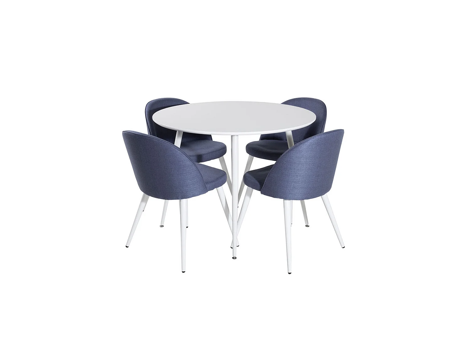 PlazaWHWH100 ensemble table, table blanc et 4 Velvet chaises bleu.