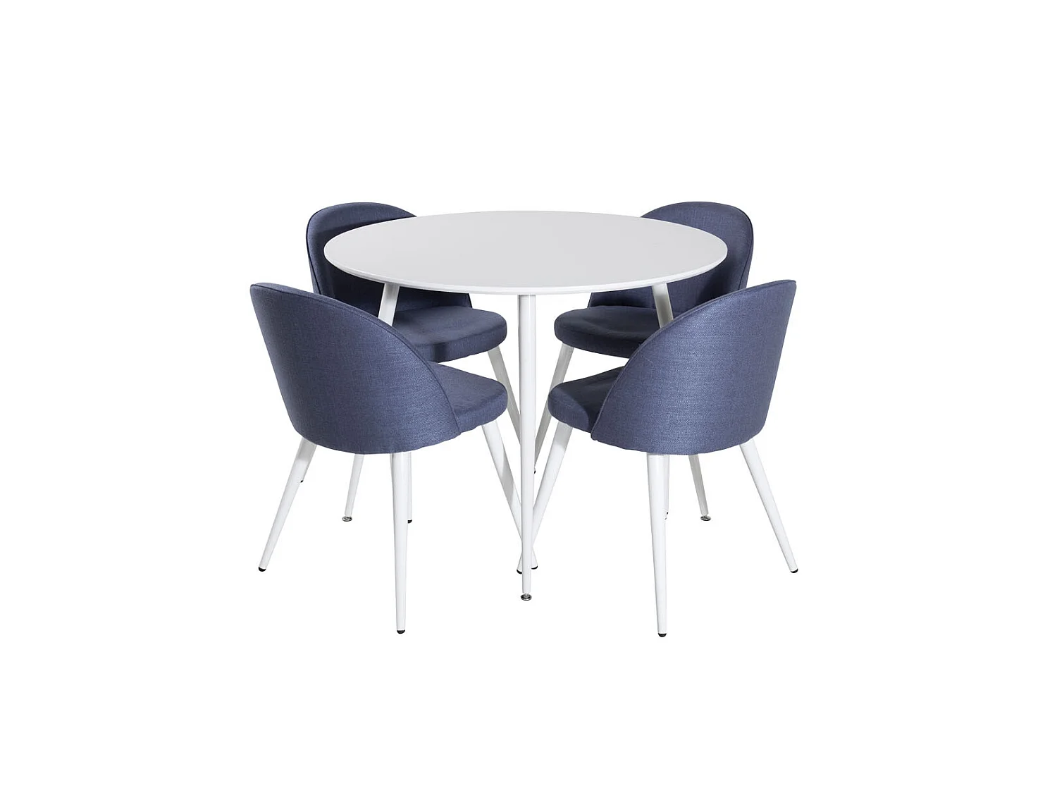 PlazaWHWH100 ensemble table, table blanc et 4 Velvet chaises bleu.