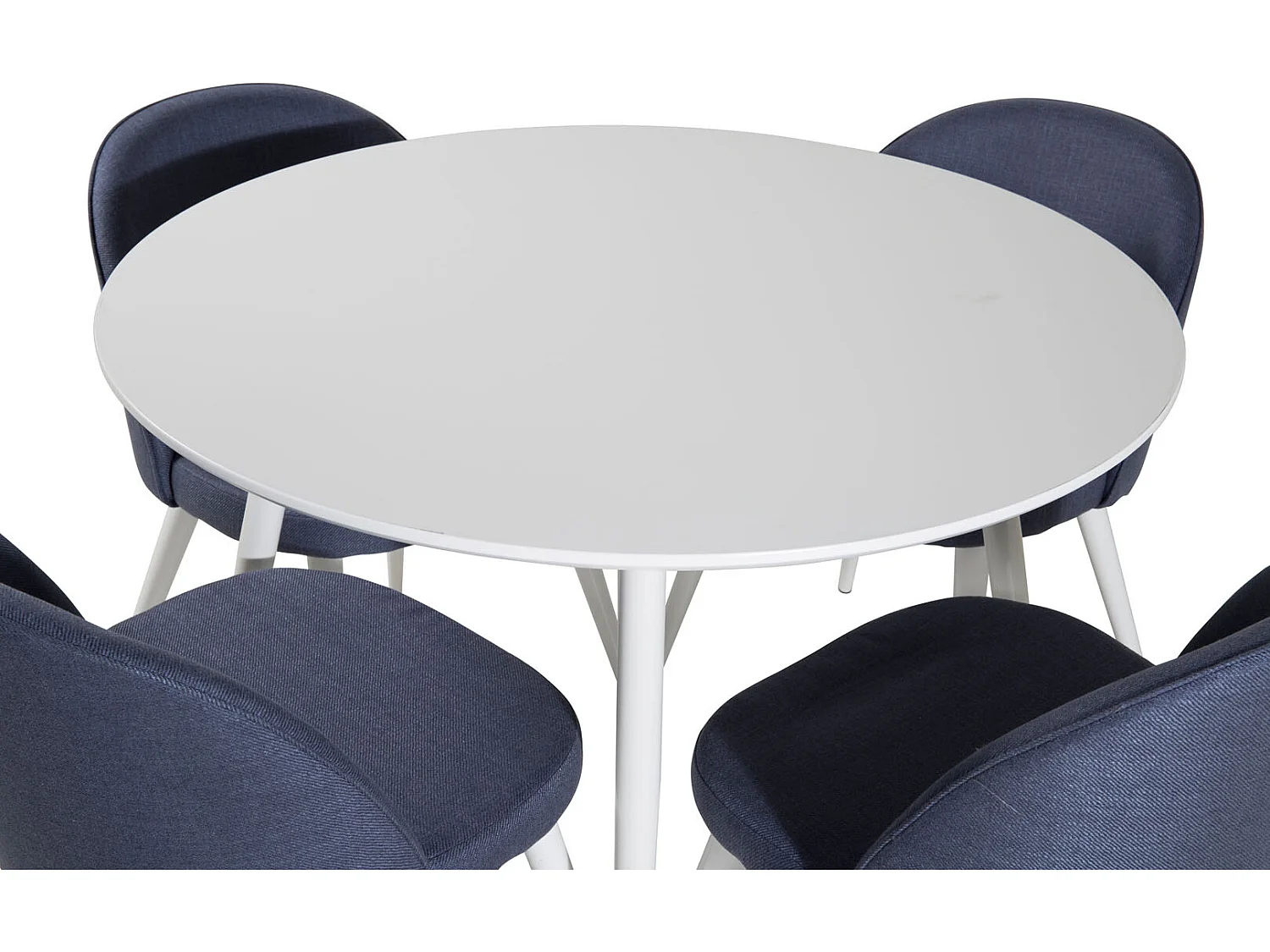 PlazaWHWH100 ensemble table, table blanc et 4 Velvet chaises bleu.
