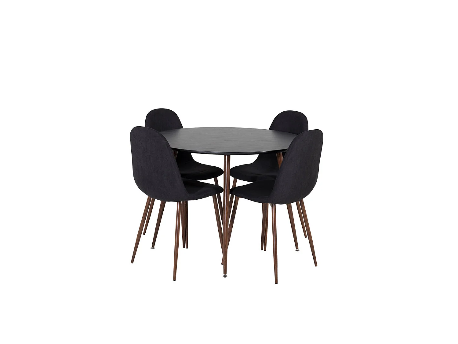PlazaBLWA100 eethoek eetkamertafel zwart en 4 Polar eetkamerstal zwart.