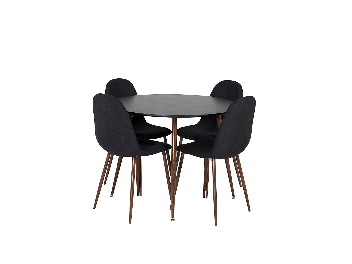 PlazaBLWA100 ensemble table, table noir et 4 Polar chaises noir.