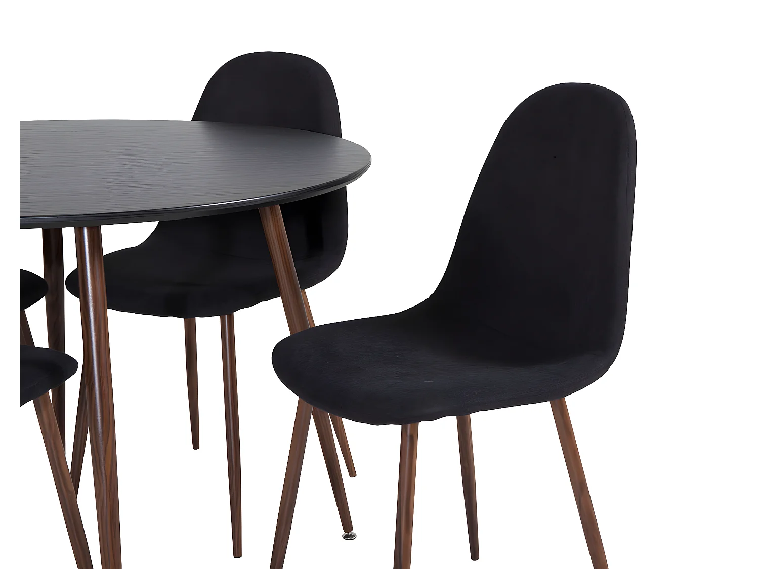 PlazaBLWA100 ensemble table, table noir et 4 Polar chaises noir.
