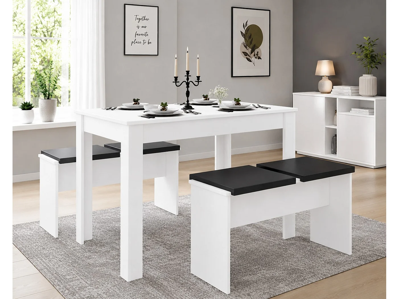 Bancs en bois pour groupes de groupes de repas Esal XL