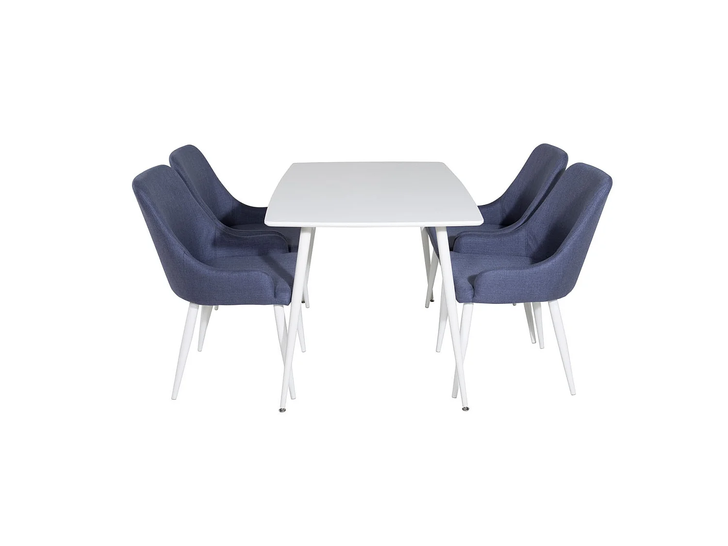 Polar120X80WHWH ensemble table, table blanc et 4 Plaza chaises bleu, blanc.