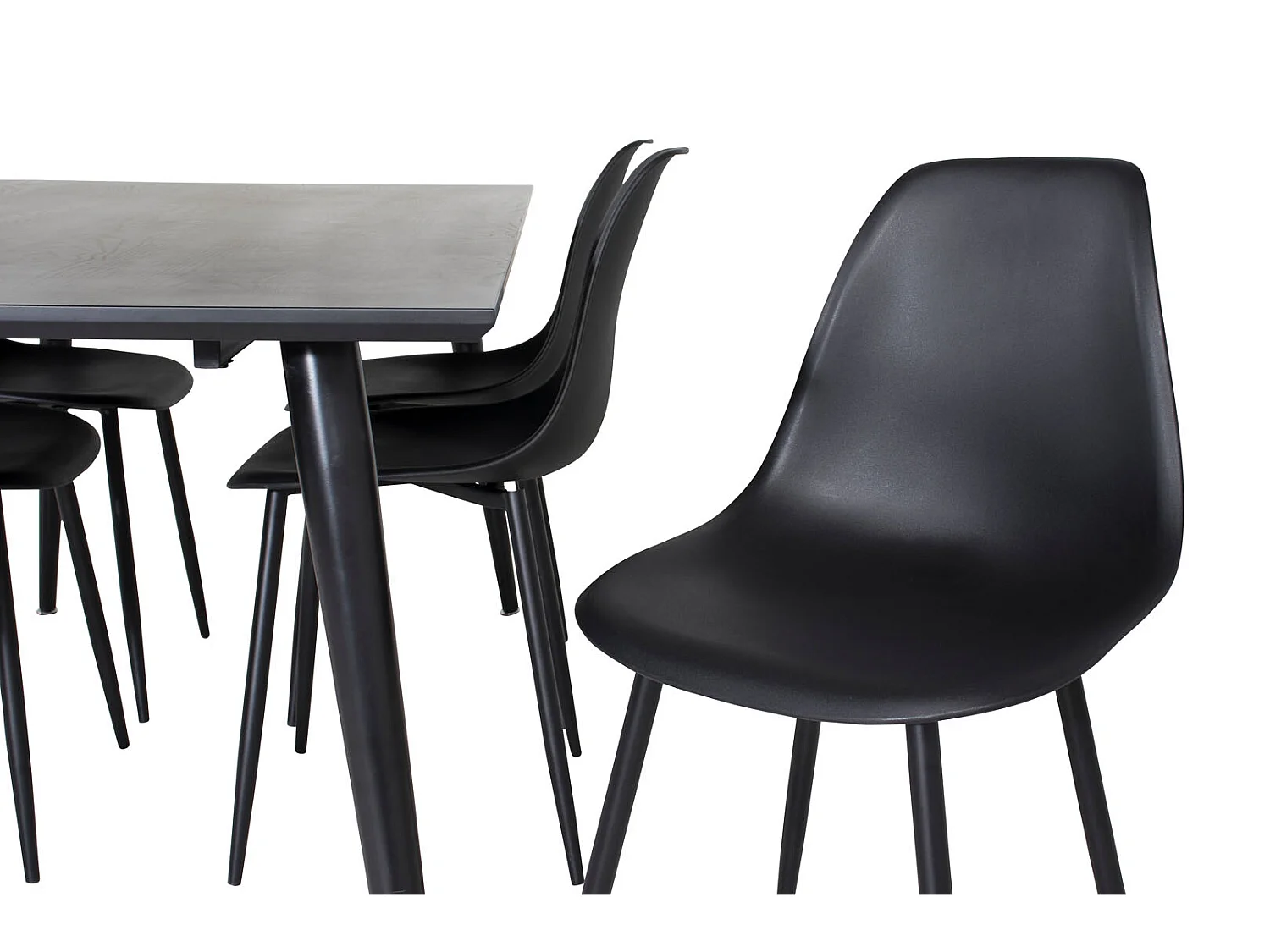 Dipp180x90BLBL Essgruppe Esstisch schwarz und 6 Polar Esszimmerstühle schwarz.