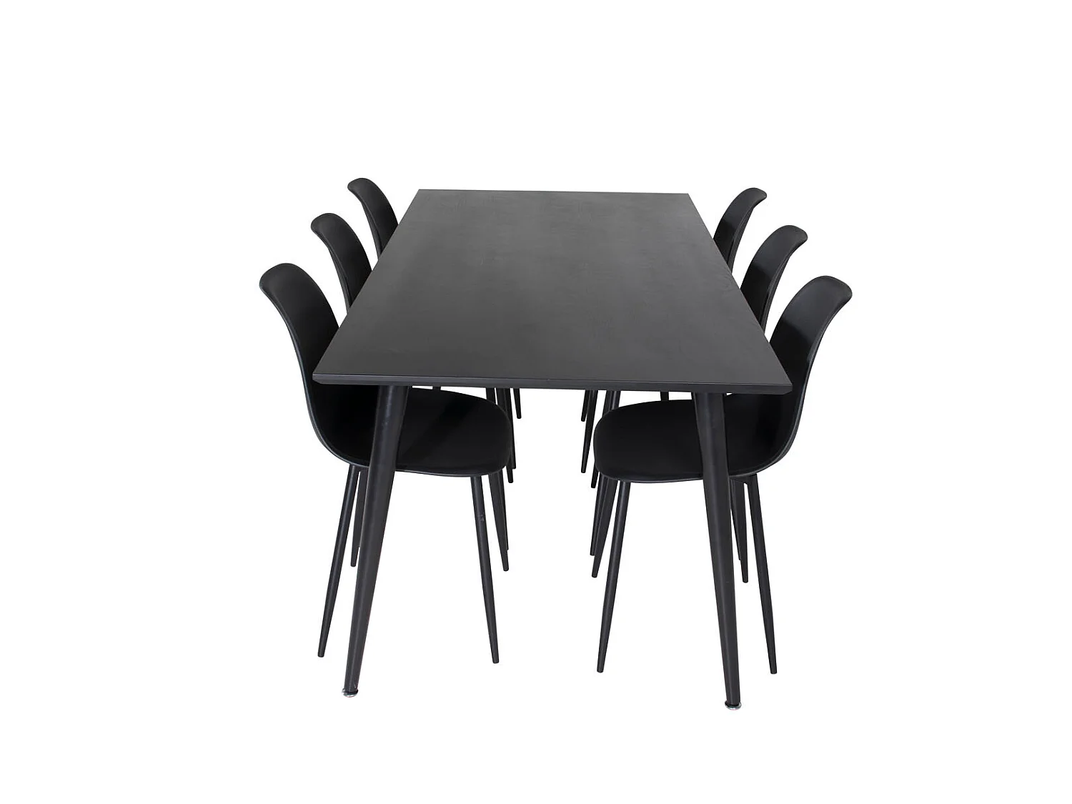 Dipp180x90BLBL Essgruppe Esstisch schwarz und 6 Polar Esszimmerstühle schwarz.