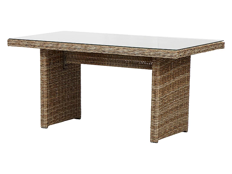 Gram Table de jardin 142 x 76 cm, avec plateau en verre, teinte naturelle.