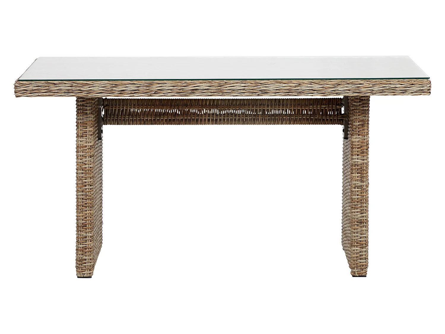 Gram Table de jardin 142 x 76 cm, avec plateau en verre, teinte naturelle.