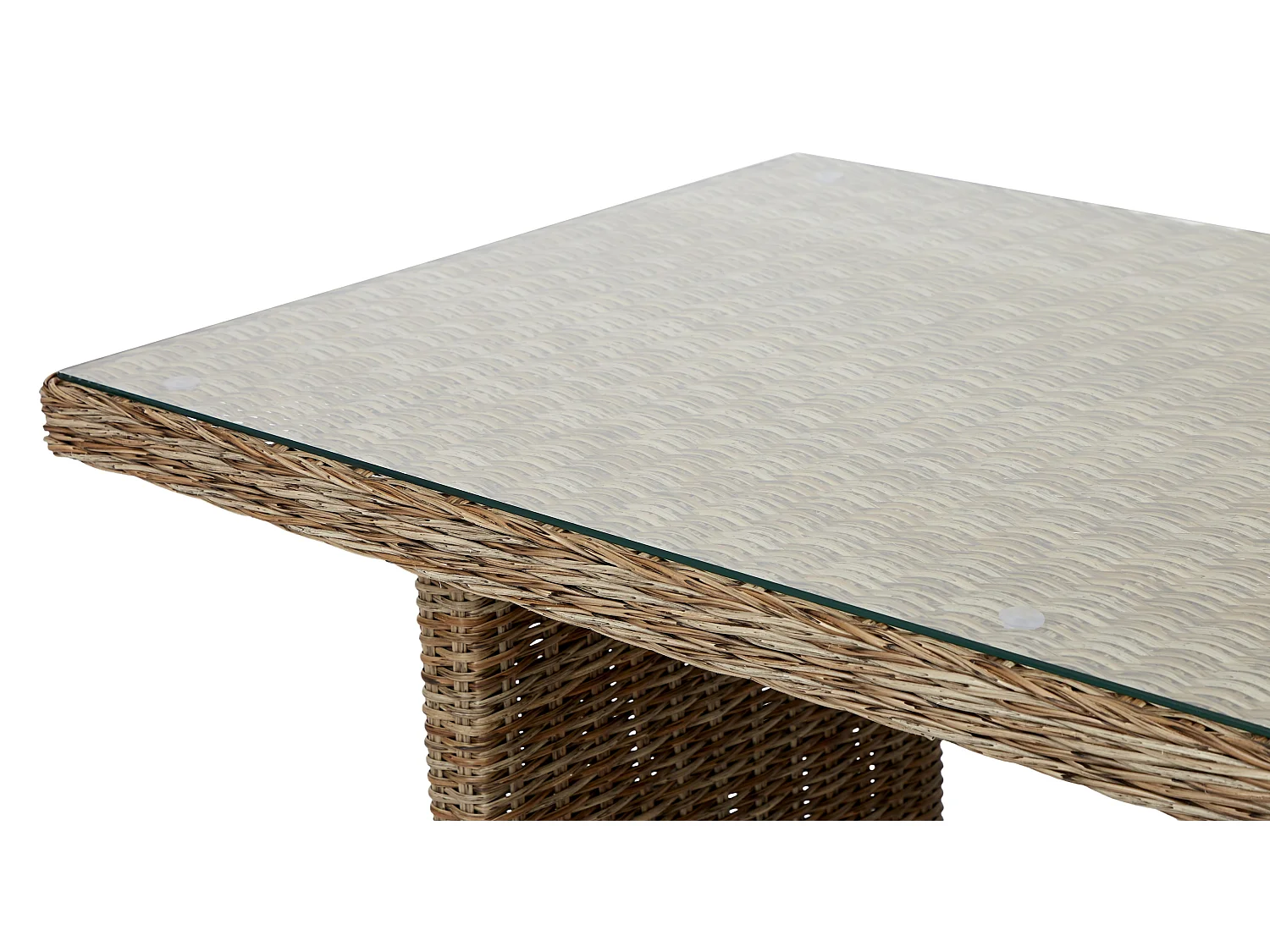 Gram Table de jardin 142 x 76 cm, avec plateau en verre, teinte naturelle.
