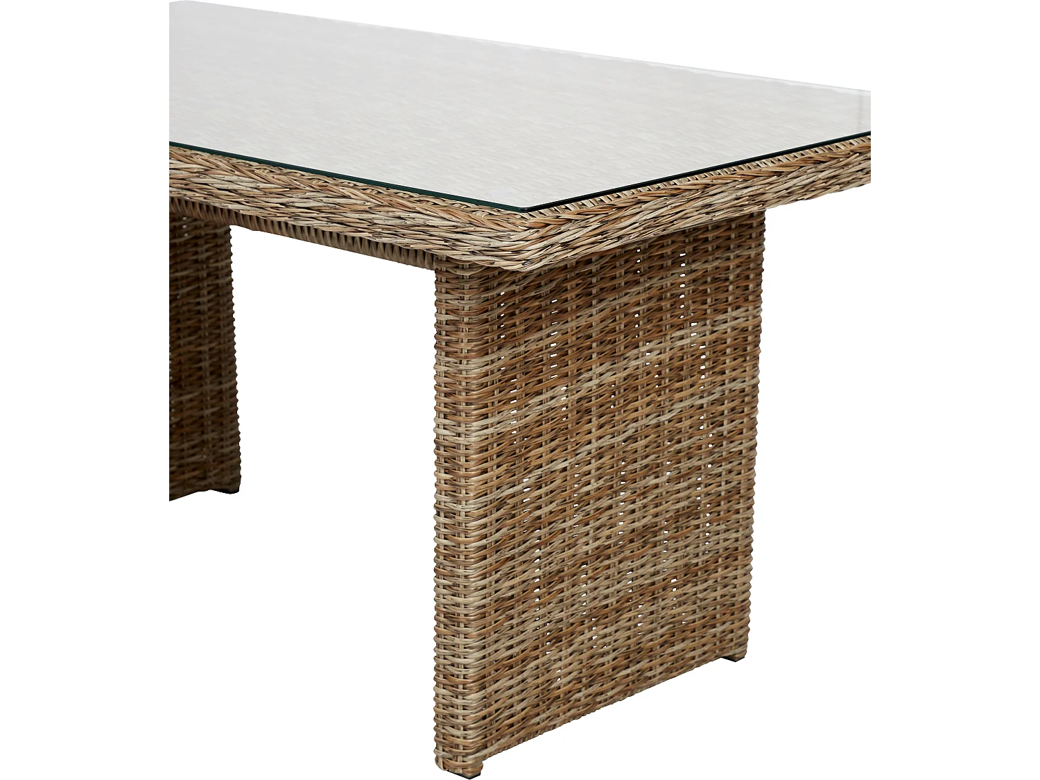 Gram Table de jardin 142 x 76 cm, avec plateau en verre, teinte naturelle.
