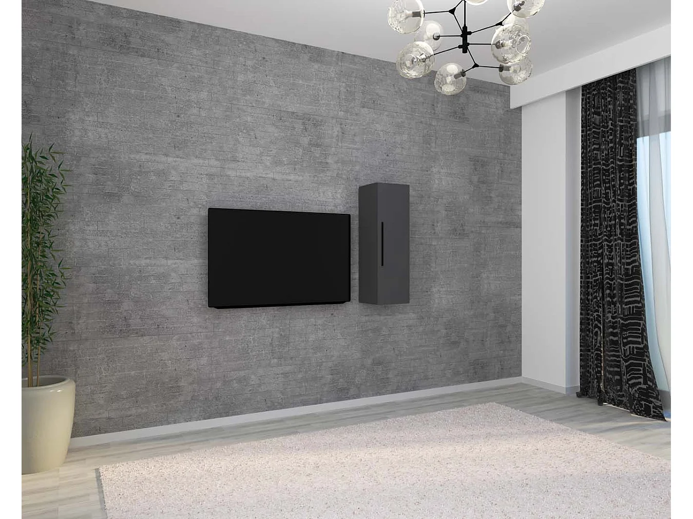 Wall Rack Arila Anthracite H. 30 x W. 95 x D. 30 cm