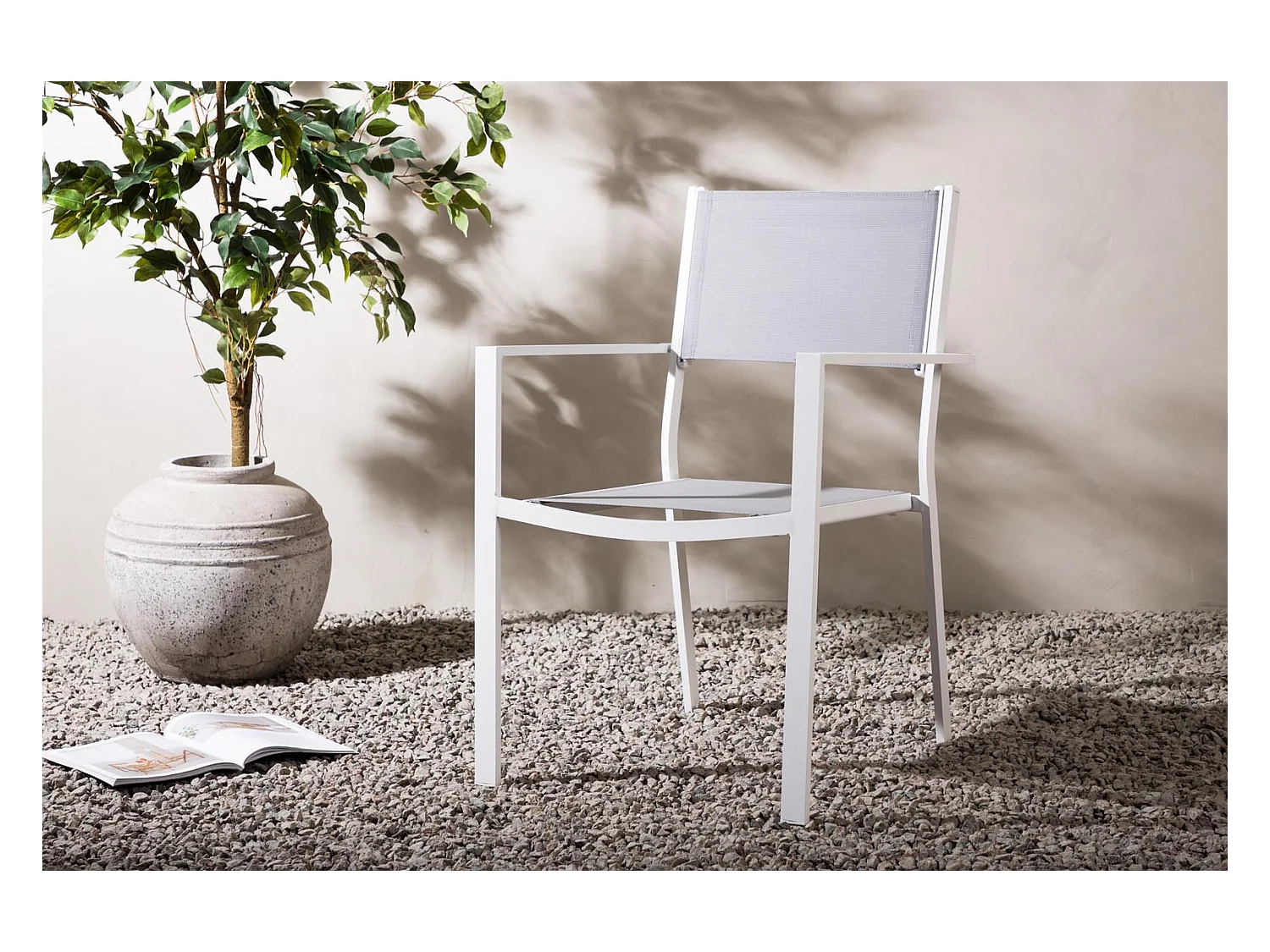 Copacabana chaise de jardin empilable gris, blanc.