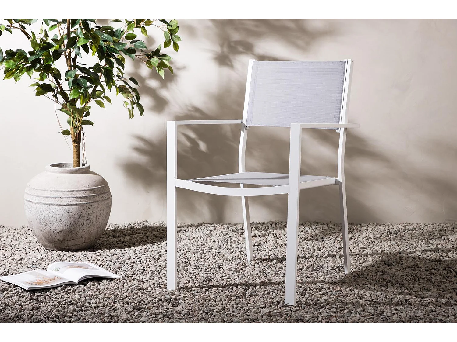 Copacabana chaise de jardin empilable gris, blanc.