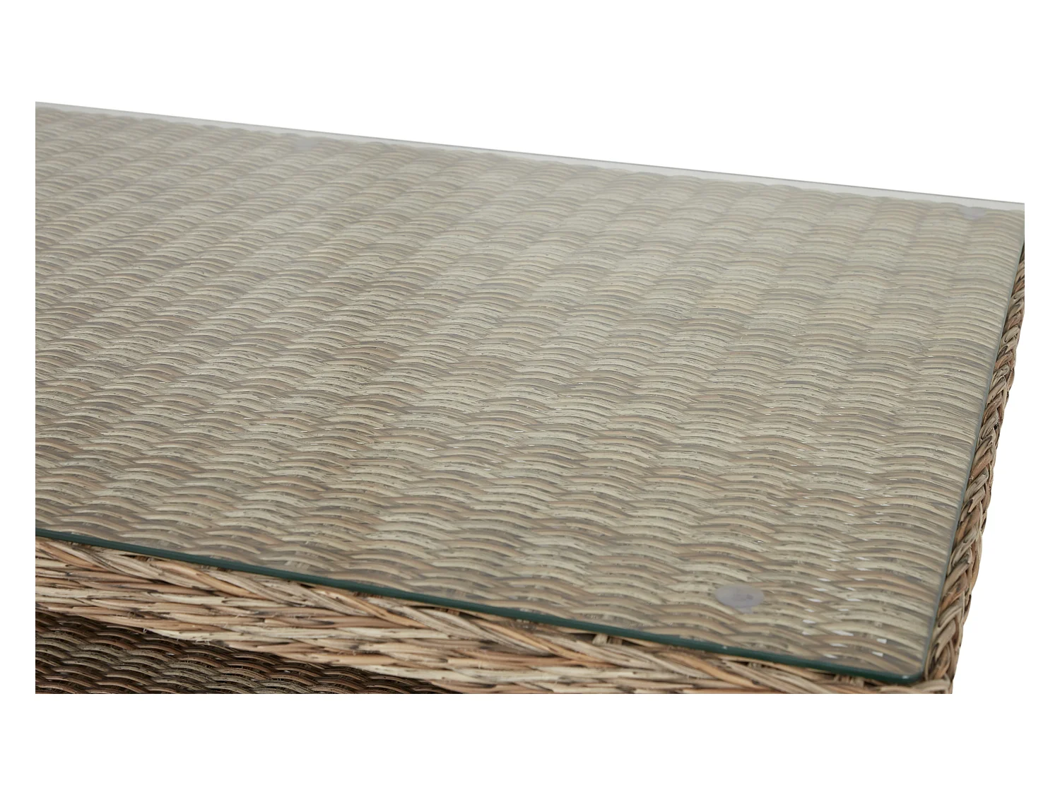 Gram Table de jardin 134 x 84 cm H 68/44, avec fonction élévatrice, avec plateau en verre, naturel.