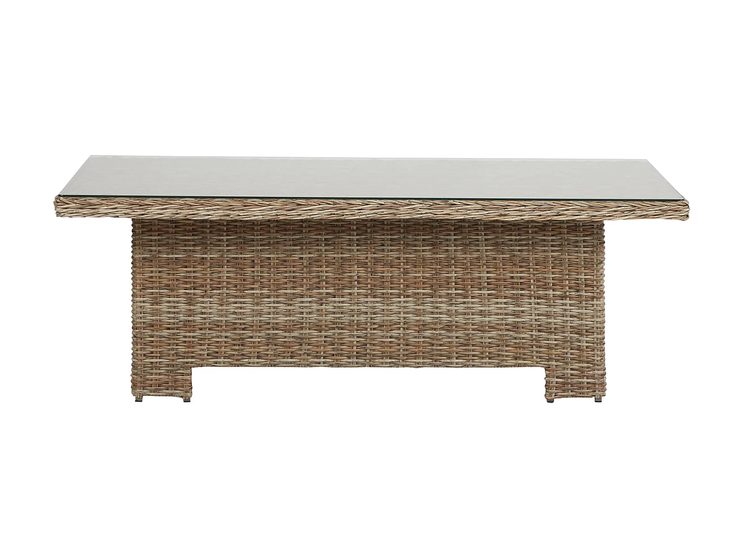 Gram Table de jardin 134 x 84 cm H 68/44, avec fonction élévatrice, avec plateau en verre, naturel.