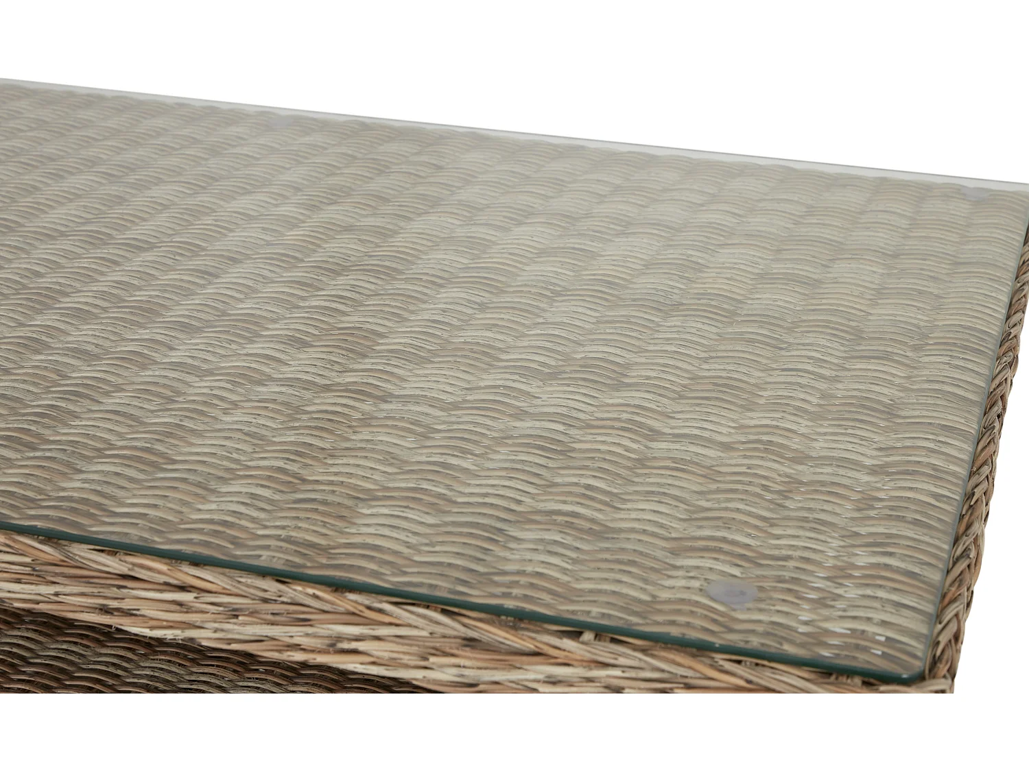 Gram Table de jardin 134 x 84 cm H 68/44, avec fonction élévatrice, avec plateau en verre, naturel.