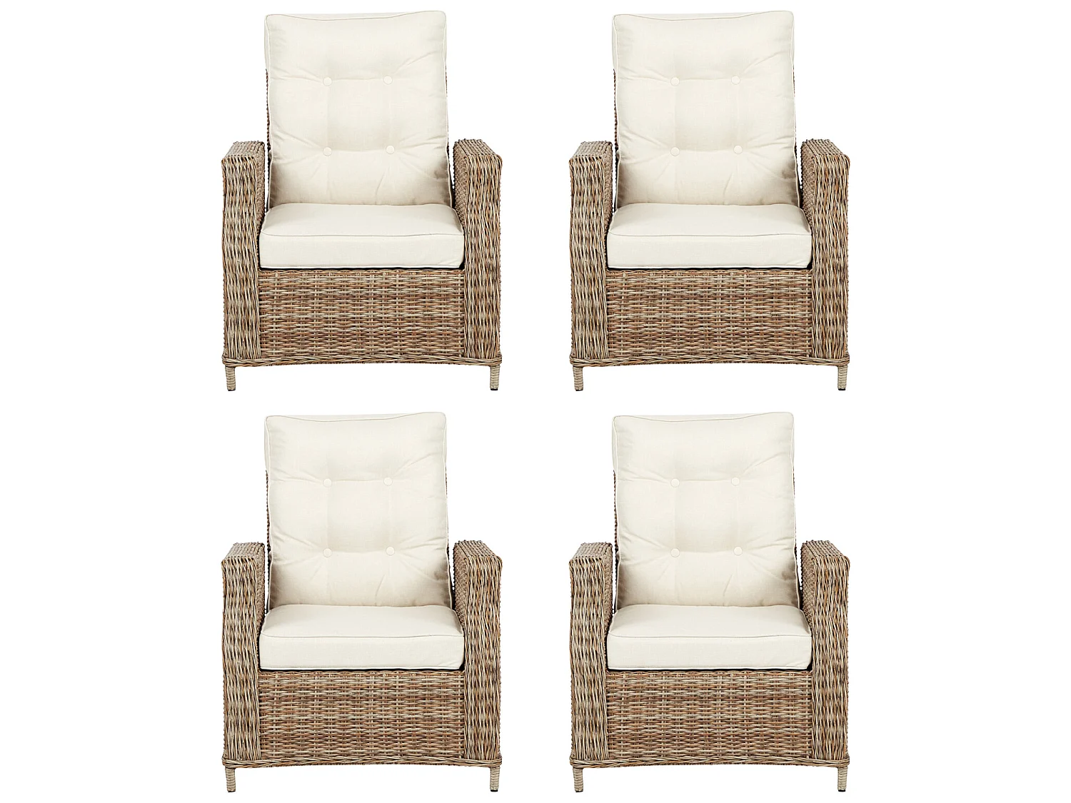 4xGram Chaise de jardin avec support d'assise, naturel et blanc cassé.