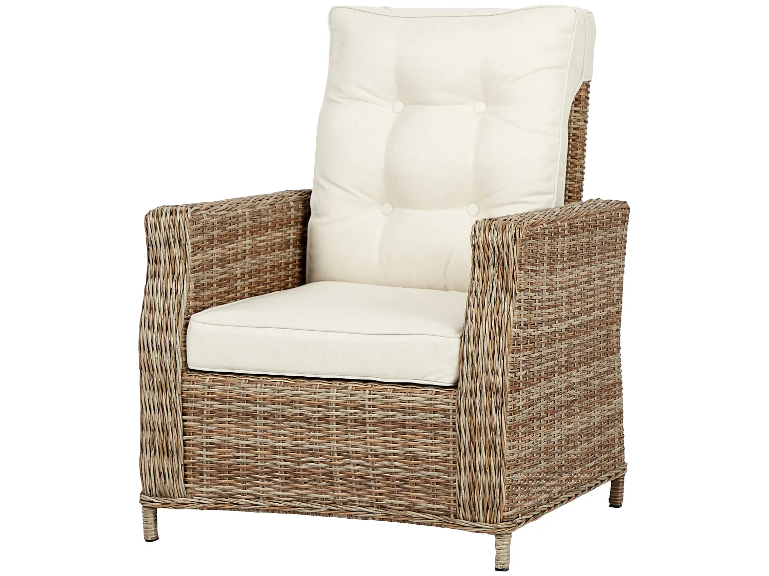 4xGram Chaise de jardin avec support d'assise, naturel et blanc cassé.