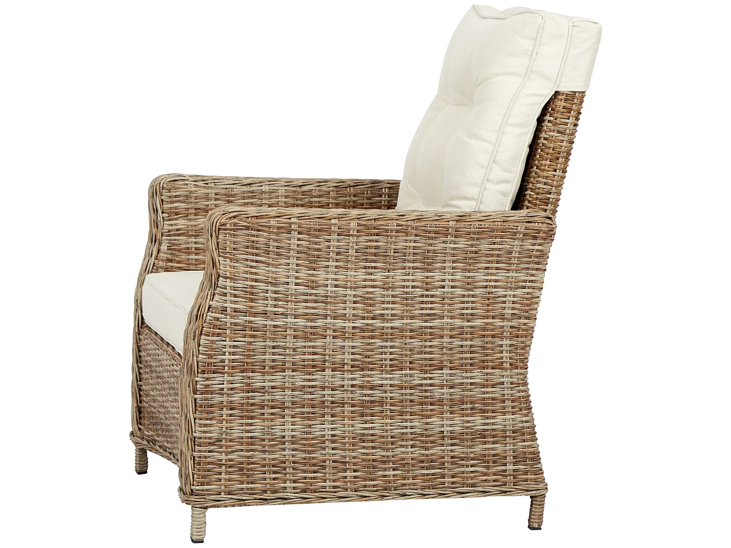 4xGram Chaise de jardin avec support d'assise, naturel et blanc cassé.