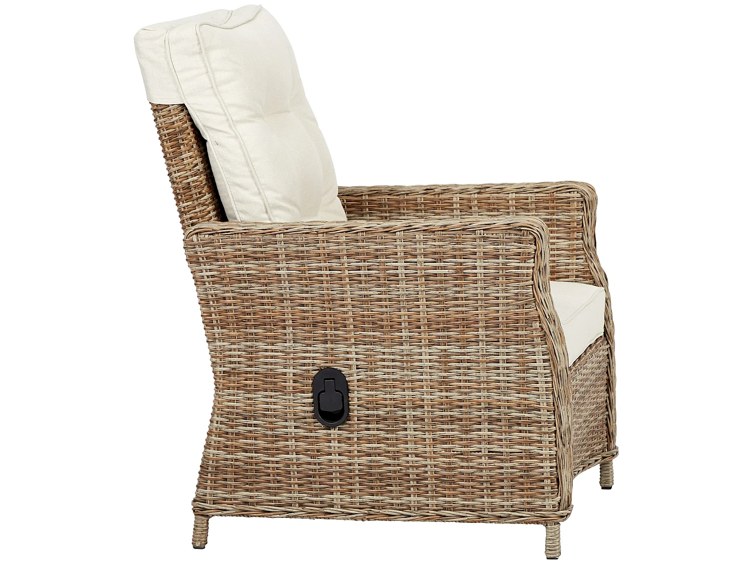 4xGram Chaise de jardin avec support d'assise, naturel et blanc cassé.