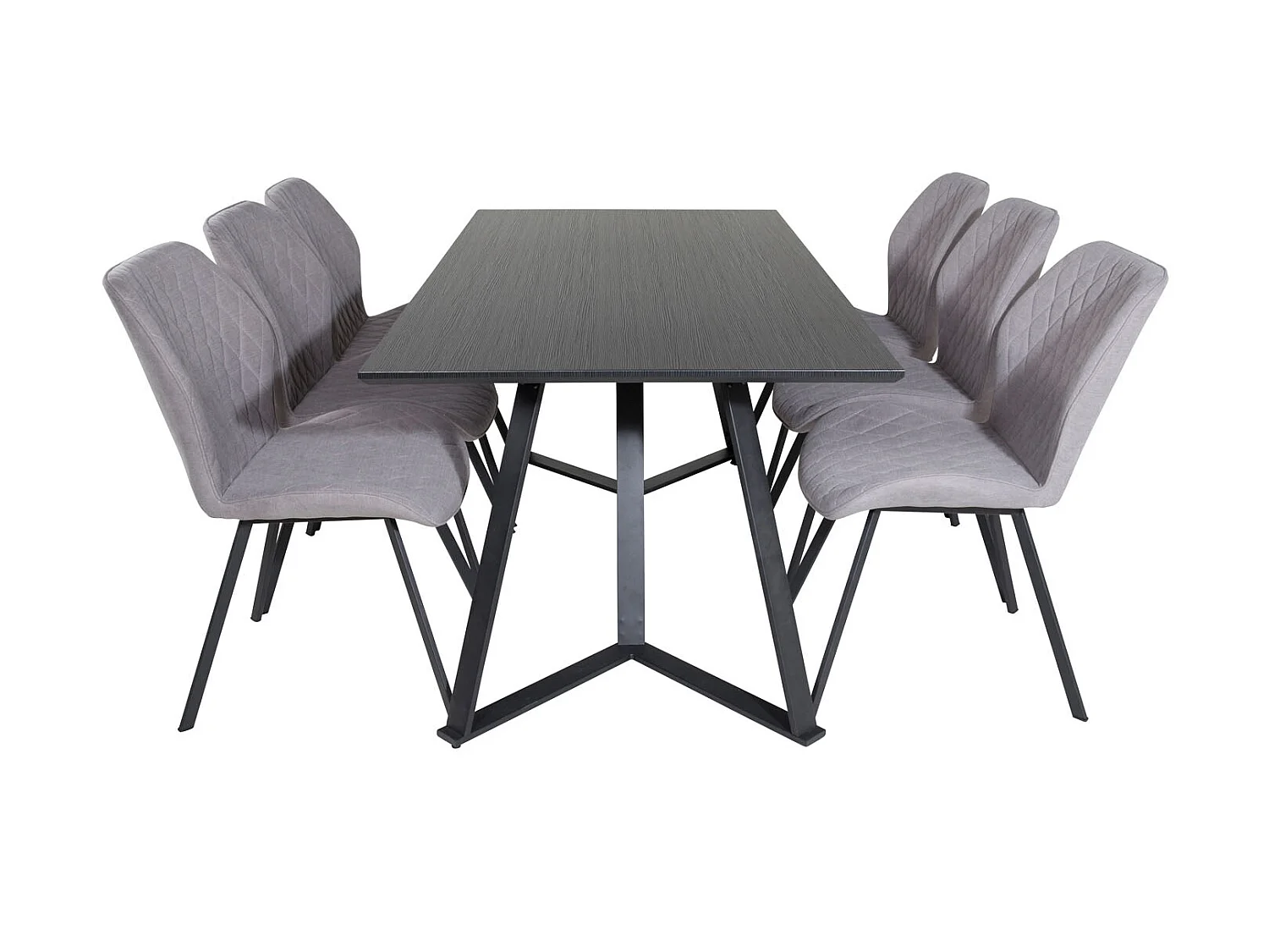 MarinaBLBL ensemble table, table noir et 6 Gemma chaises gris.